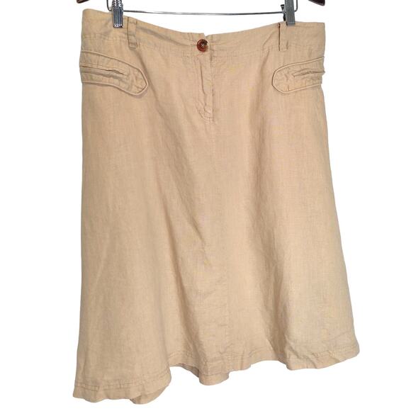 Ecologie 100% Linen midi skirt beige tan safari style light weight a line - Picture 1 of 5